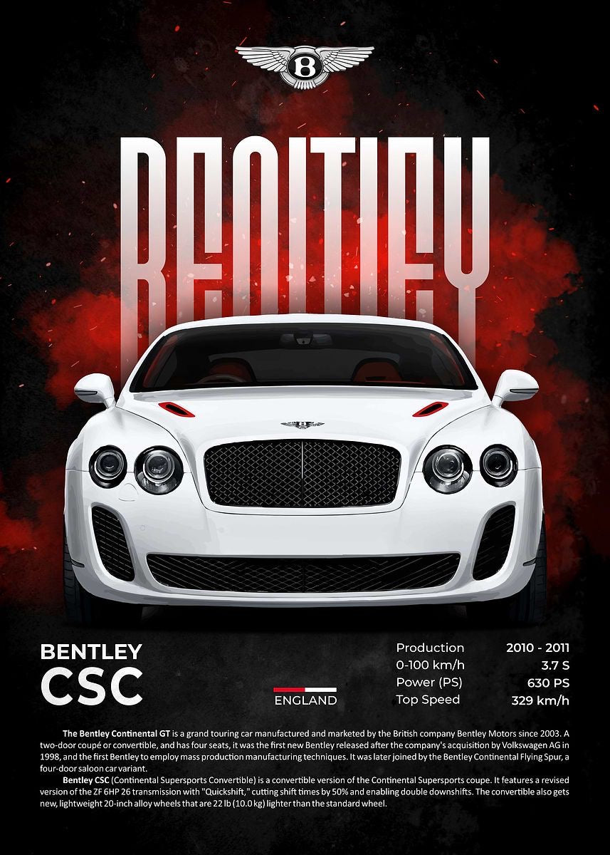 Bentley framed poster